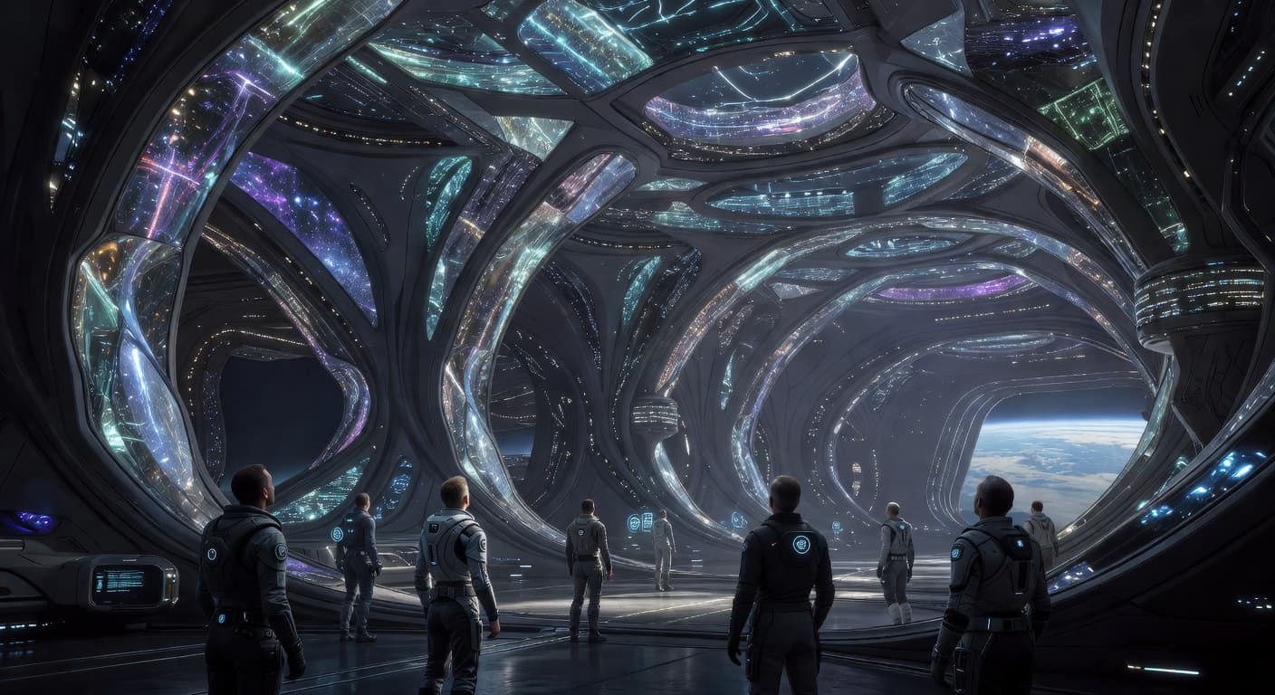The Xenolith alien vessel hanging over Earth in The Arrival